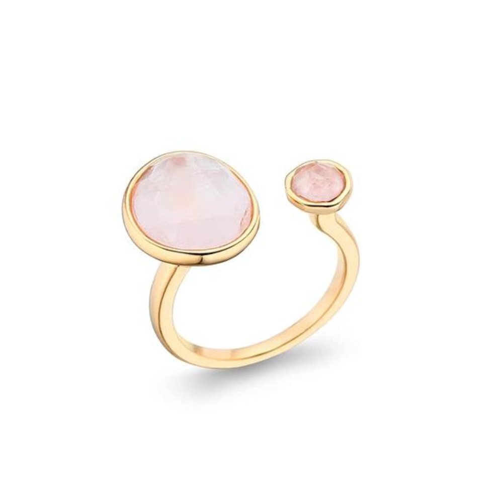 Statement Ring Gold-Plated Light Pink Rose Quartz